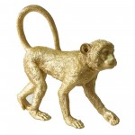 Polyresin 11" Walking Monkey Figurine, Gold