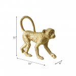 Polyresin 11" Walking Monkey Figurine, Gold