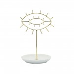 Cer, 8"h Eyes Trinket, White/gold