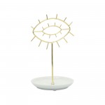 Cer, 8"h Eyes Trinket, White/gold