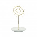 Cer, 8"h Eyes Trinket, White/gold