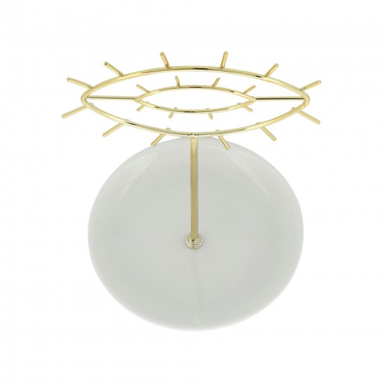 Cer, 8"h Eyes Trinket, White/gold