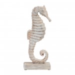 Wood, 11"h Seahorse, Rustic White