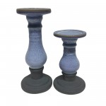 Ceramic 11" Candle Holder, Blue