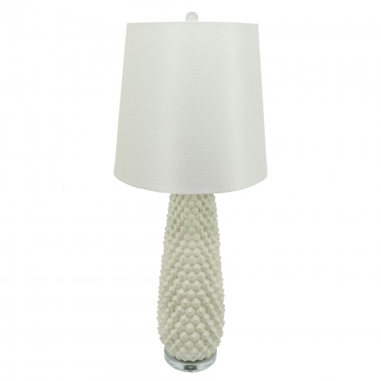 Ceramic 37.75" Beaded Table Lamp, Off White