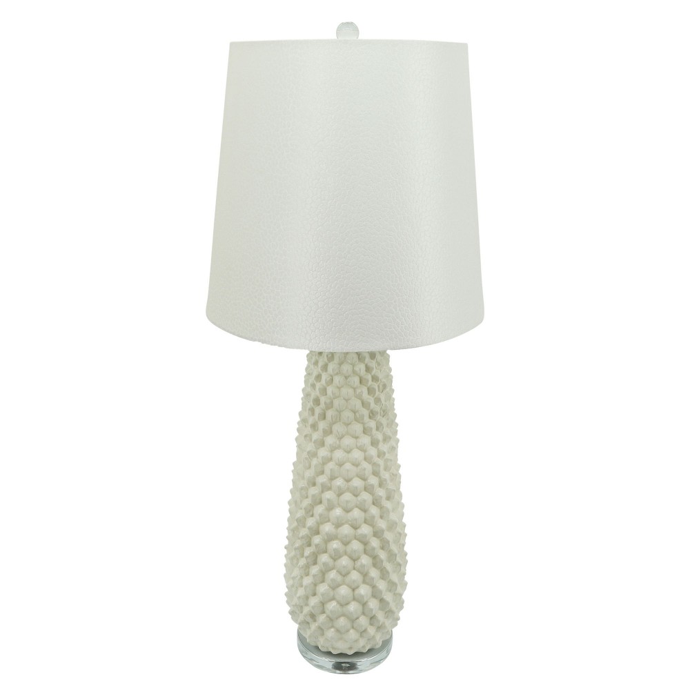 Ceramic 37.75" Beaded Table Lamp, Off White