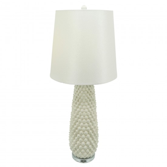 Ceramic 37.75" Beaded Table Lamp, Off White