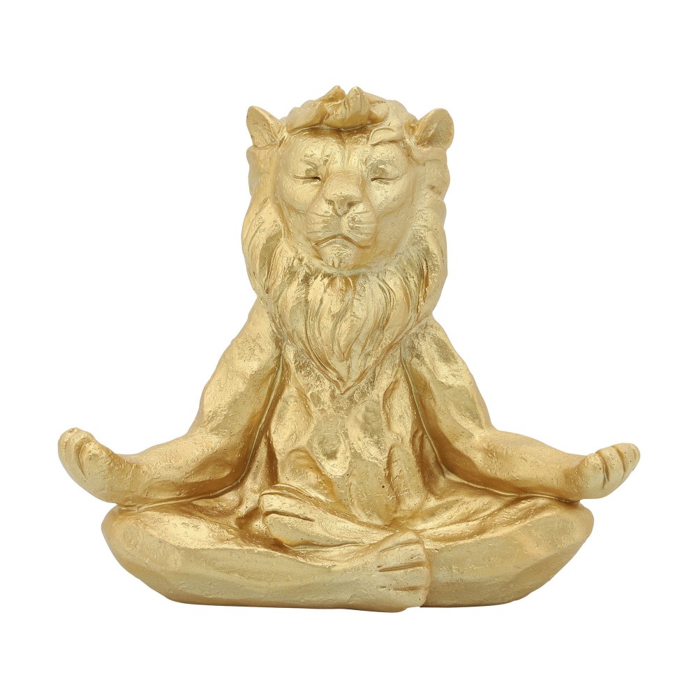 Resin 7" Yoga Lion, Gold