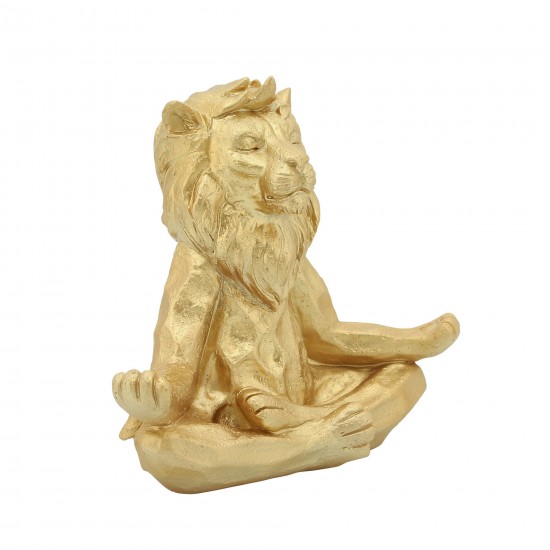 Resin 7" Yoga Lion, Gold