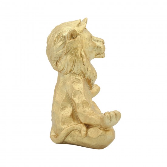 Resin 7" Yoga Lion, Gold