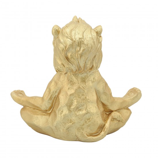 Resin 7" Yoga Lion, Gold