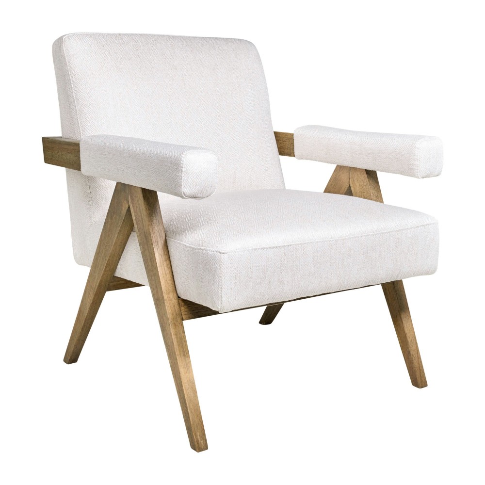 Wood - Scandinavian Accent Chair - Ivory Wood - Scandinavian Accent Chair - Ivory