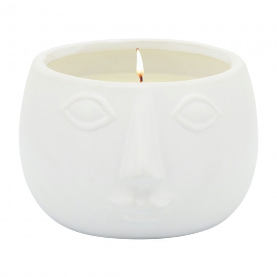 5" Citronella Face Candle, White 10oz