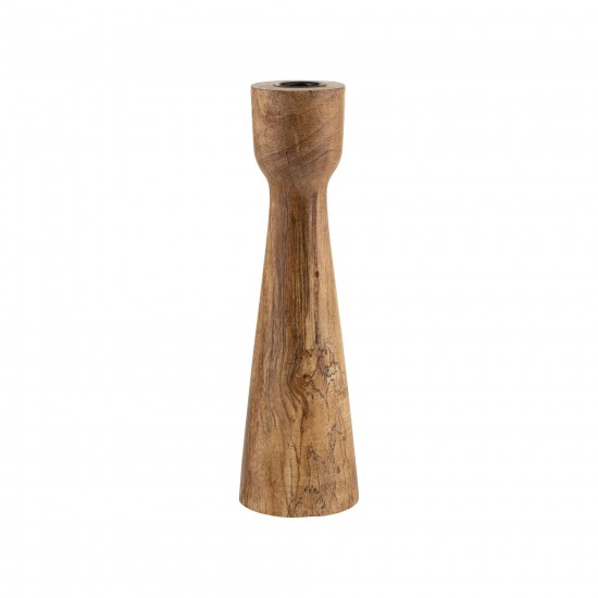 Wood, 10"h Candle Holder, Brown