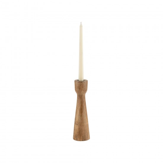 Wood, 10"h Candle Holder, Brown