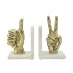 S/2 Hand Sign Bookends, Gold