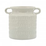 7"h Jar W/ Handles, White