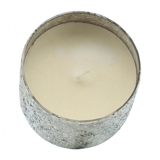 Candle On Silver Crackled Glass 26oz