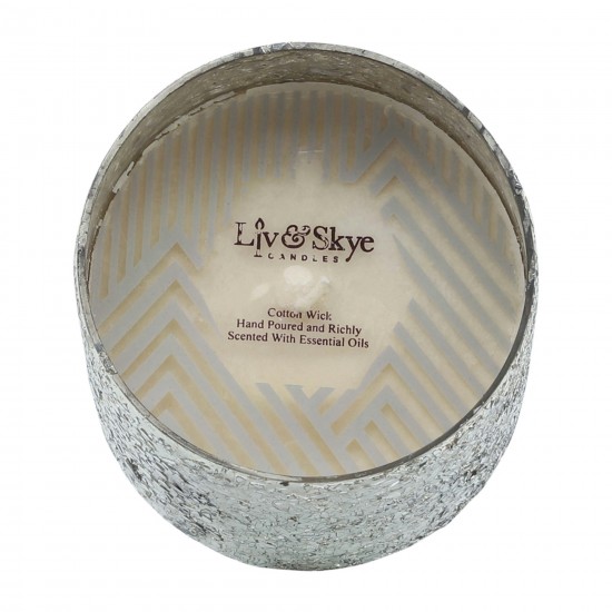 Candle On Silver Crackled Glass 26oz