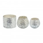 Candle On Silver Crackled Glass 26oz