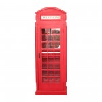 Wood, 81"h, Telephone Booth Bar, Red