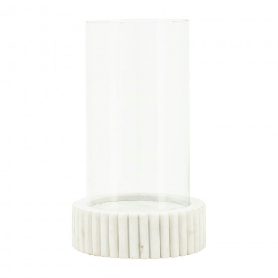 Marble, 11"h Hurricane Holder, White Kd