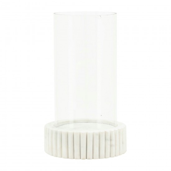 Marble, 11"h Hurricane Holder, White Kd