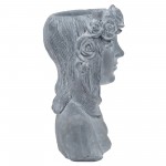 Resin, 19" Lady W/ Roses, Gray