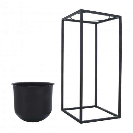 Metal, S/2 10/12"d Planters, Black