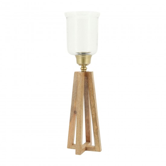 Wood, 23"h Torch Candle Holder, Natural