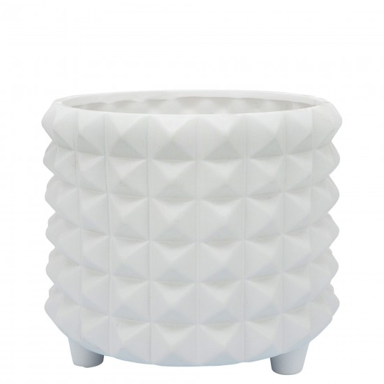 Por, S/2 10/12" Spikey Footed Planter, White