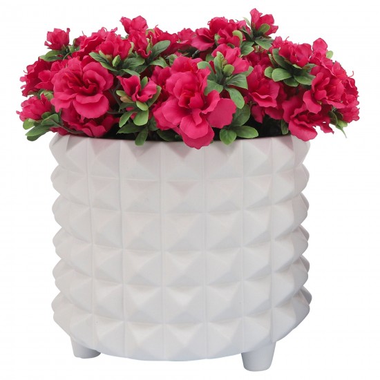 Por, S/2 10/12" Spikey Footed Planter, White