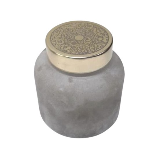 3" Candle On Frosted Glass, Gray 10oz