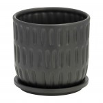 6" Textured Planter W/ Saucer, Matte Black