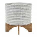 Ceramic 10" Textured Planter On Stand, Ivory