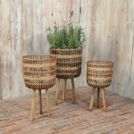 S/3 Bamboo Planters 11/13/15", Brown