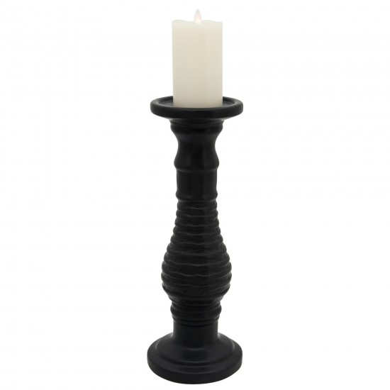 18" Textured Candle Holder, Black