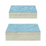 Resin S/2 Herringbone Boxes, Blue