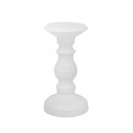 Dimpled White Candle Holder 8"