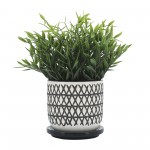 Cer, 5" X-planter W/ Saucer, Black