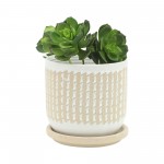 S/2 5/6" Wave Planter W/ Saucer, Brown