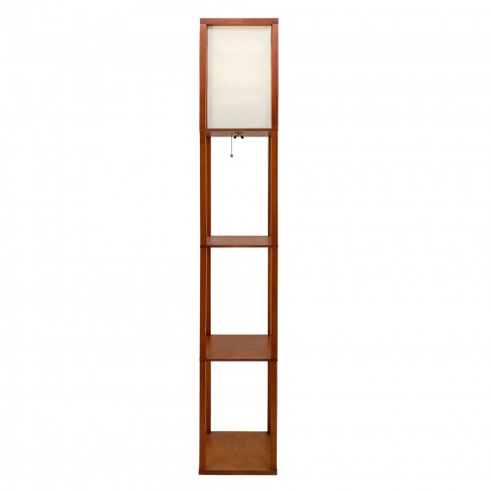 62.5? Wood Etagere / Floor Lamp, Brown