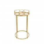 S/3 Gold Accent Tables, Aged Mirror Top