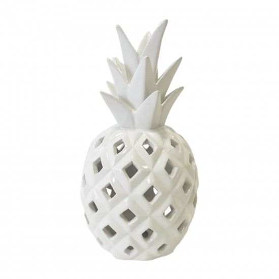 Cer, 10" Cut-out Pineapple, White