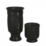 Ceramic 11" Face Vase W/base,black