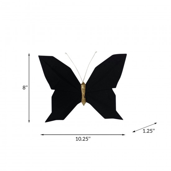 Resin 10" W Origami Butterfly Wall Decor, Black