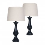 Resin, S/2 26" Teardrop Table Lamps, Black