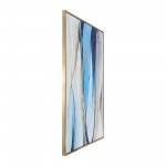 62x42 Framed Hand Painted Abstract Canvas, Blue