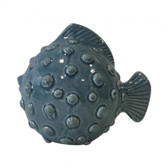 Cer, 10" Puffer Fish, Blue