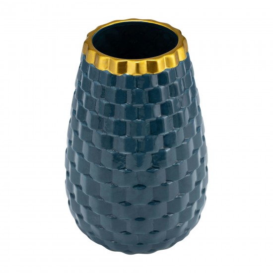 9" Textured Vase, Teal